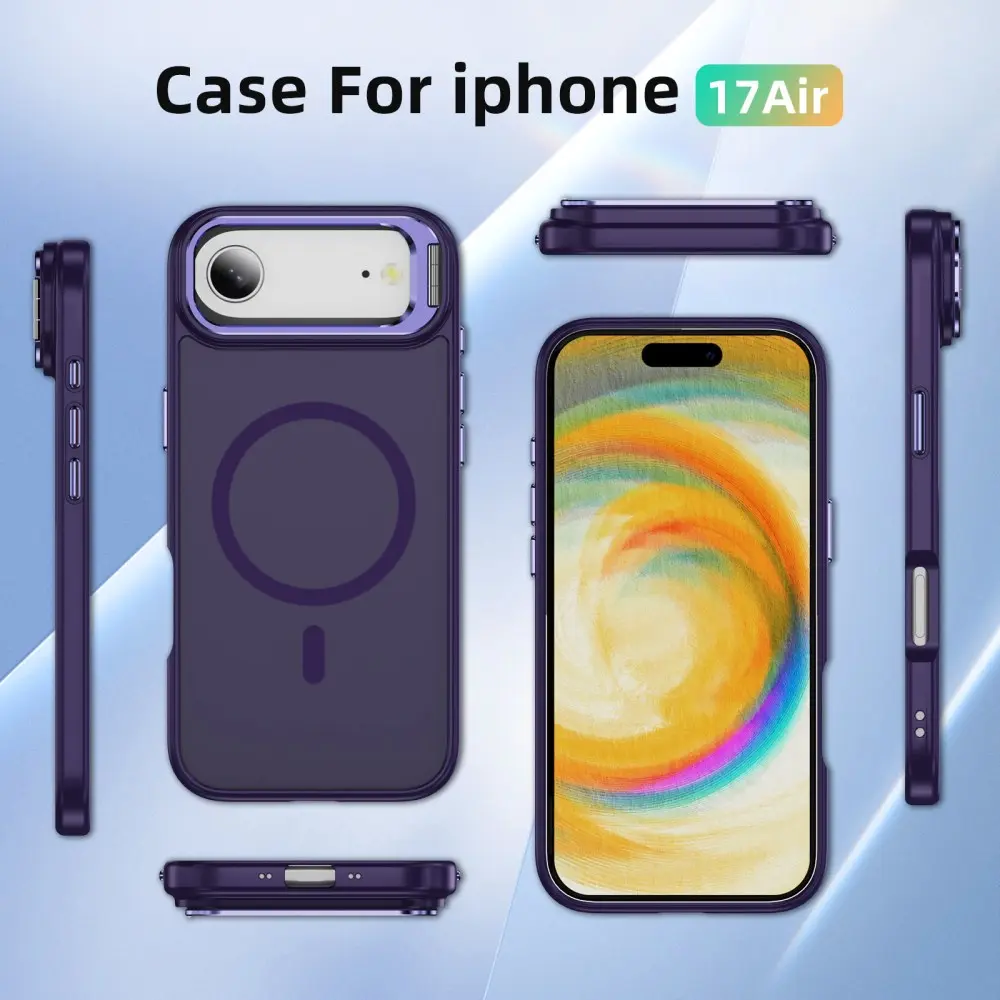 Apple iPhone Air Hoesje MagSafe Back Cover met Camera Stand Paars afbeelding 10