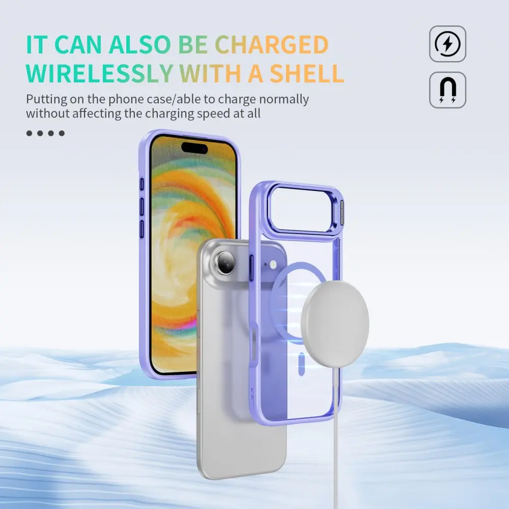 Apple iPhone Air Hoesje MagSafe Back Cover met Camera Stand Licht Paars afbeelding 8