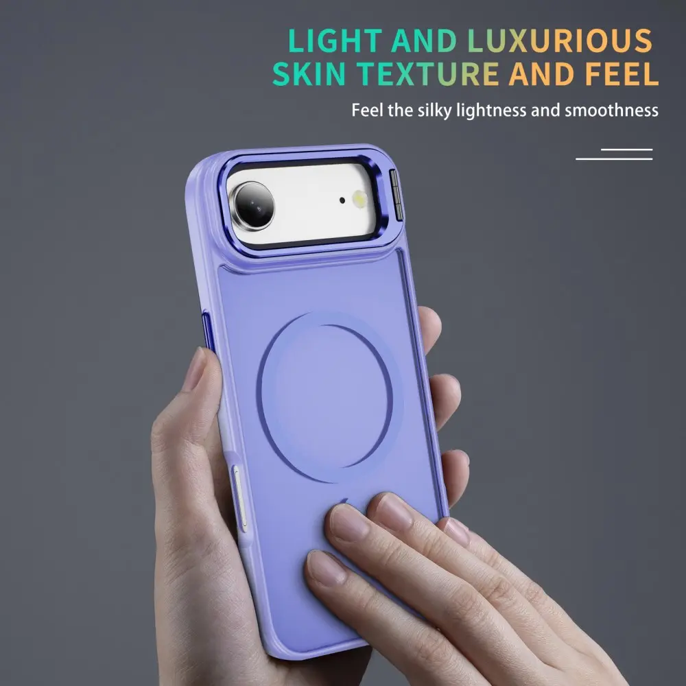 Apple iPhone Air Hoesje MagSafe Back Cover met Camera Stand Licht Paars afbeelding 9