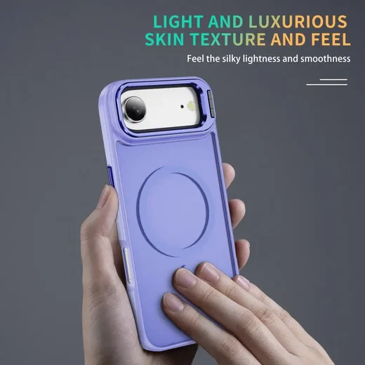 Apple iPhone Air Hoesje MagSafe Back Cover met Camera Stand Licht Paars afbeelding 9