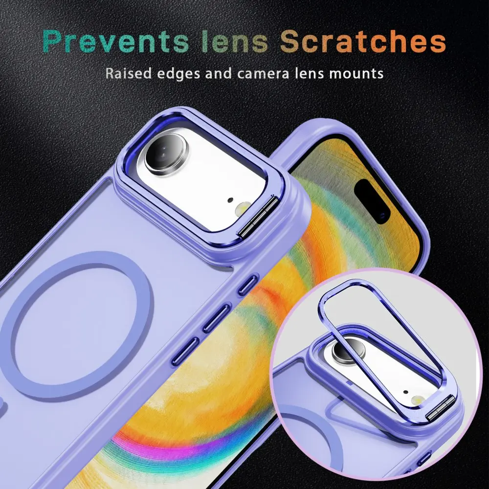 Apple iPhone Air Hoesje MagSafe Back Cover met Camera Stand Licht Paars afbeelding 6