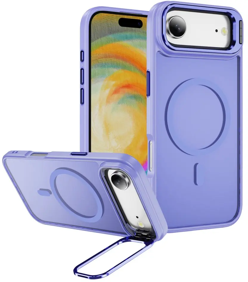 Apple iPhone Air Hoesje MagSafe Back Cover met Camera Stand Licht Paars afbeelding 1