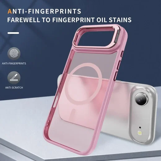 Apple iPhone Air Hoesje MagSafe Back Cover met Camera Stand Roze afbeelding 5