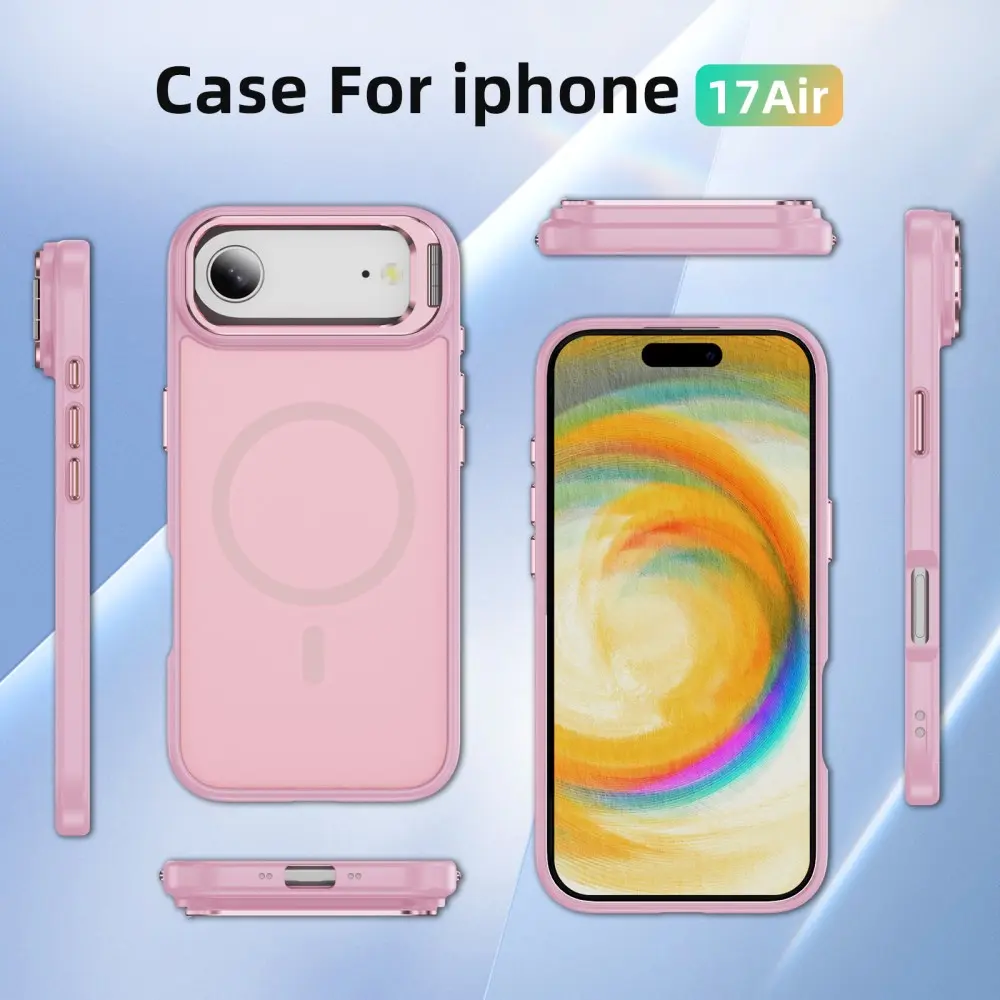 Apple iPhone Air Hoesje MagSafe Back Cover met Camera Stand Roze afbeelding 10