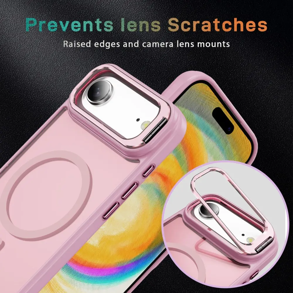 Apple iPhone Air Hoesje MagSafe Back Cover met Camera Stand Roze afbeelding 6