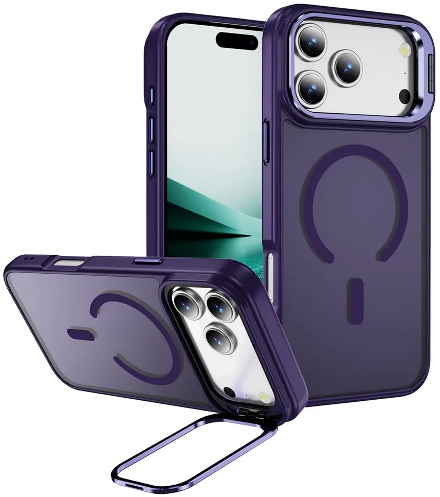 Apple iPhone 18 Pro Max / 17 Pro Max Hoesje MagSafe met Camera Stand Paars afbeelding 1