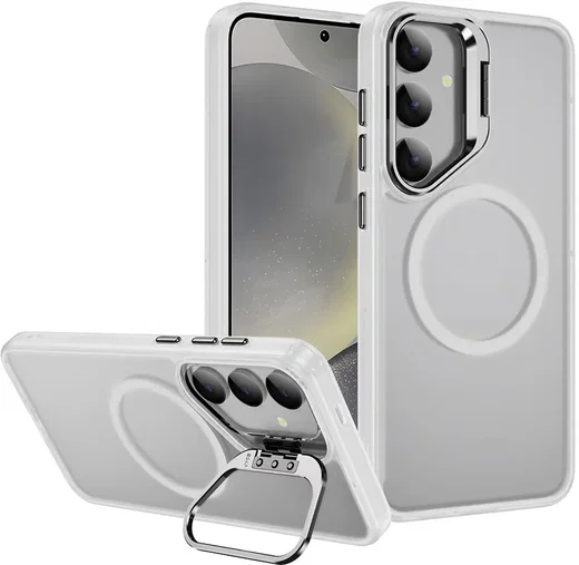 Samsung Galaxy S24 Hoesje MagSafe Back Cover met Camera Stand Transparant afbeelding 1