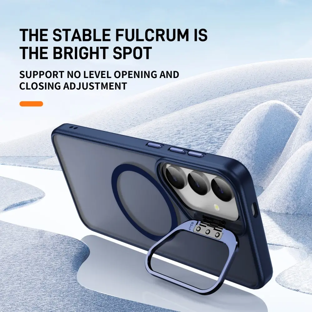 Samsung Galaxy S24 Hoesje MagSafe Back Cover met Camera Stand Blauw afbeelding 2