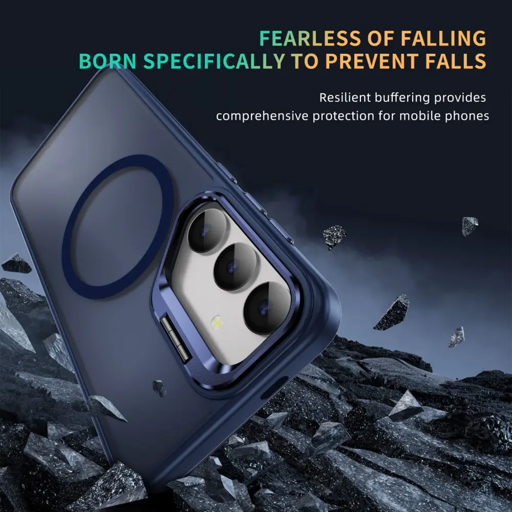 Samsung Galaxy S24 Hoesje MagSafe Back Cover met Camera Stand Blauw afbeelding 4