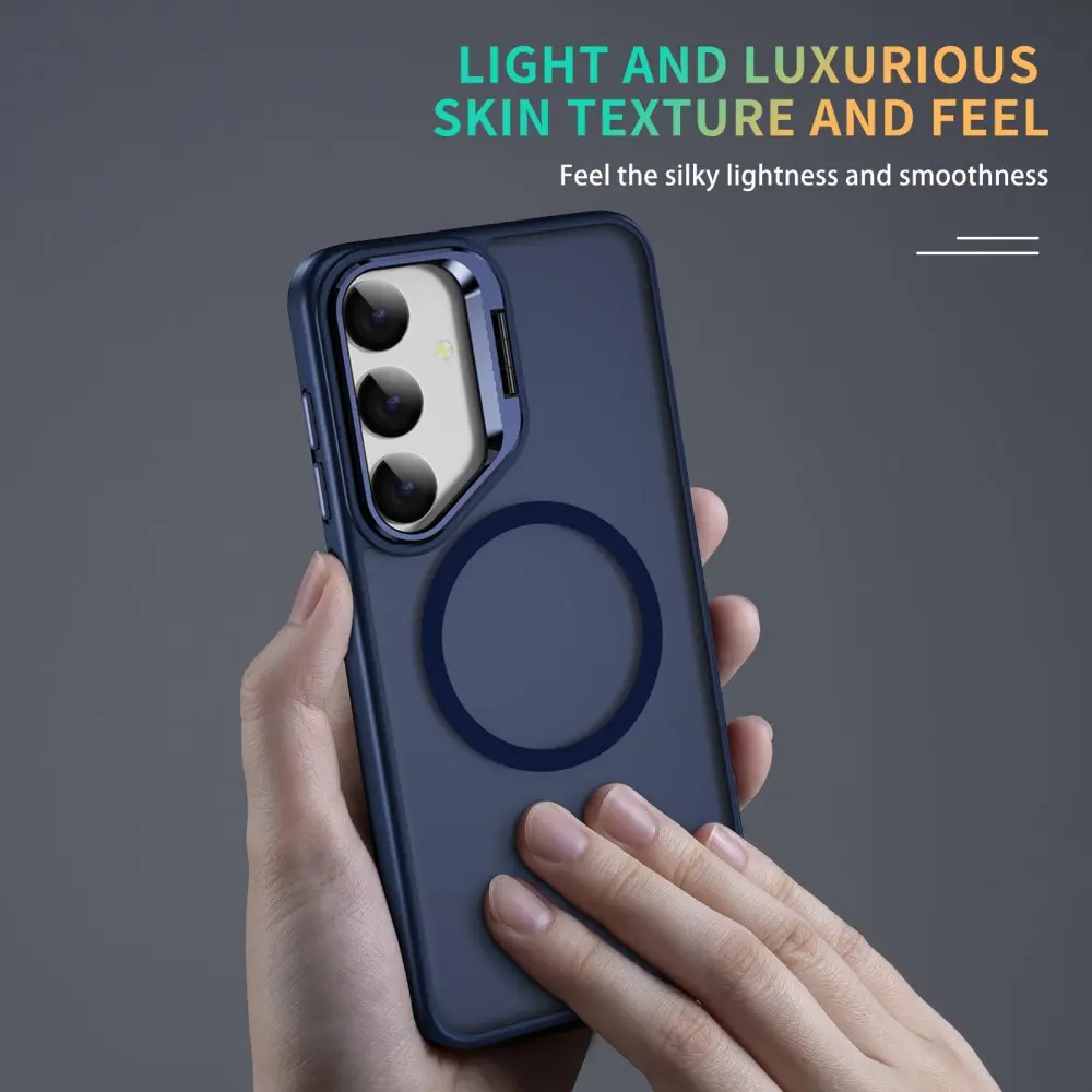 Samsung Galaxy S24 Hoesje MagSafe Back Cover met Camera Stand Blauw afbeelding 9