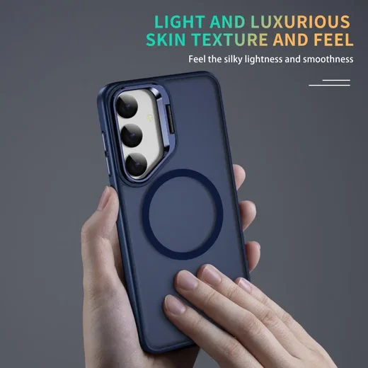 Samsung Galaxy S24 Hoesje MagSafe Back Cover met Camera Stand Blauw afbeelding 9