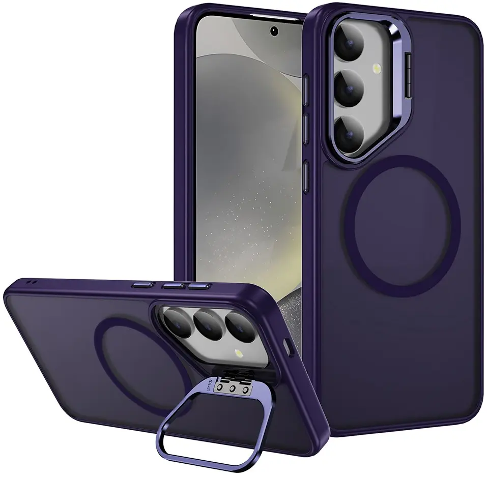 Samsung Galaxy S24 Hoesje MagSafe Back Cover met Camera Stand Paars afbeelding 1