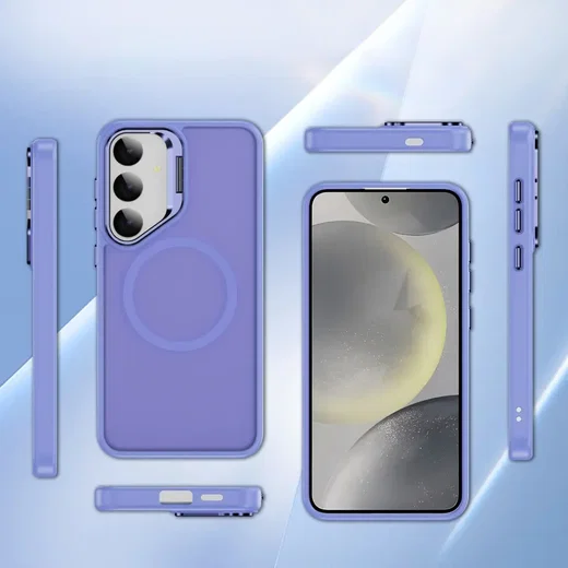 Samsung Galaxy S24 Hoesje MagSafe Back Cover met Camera Stand Licht Paars afbeelding 10
