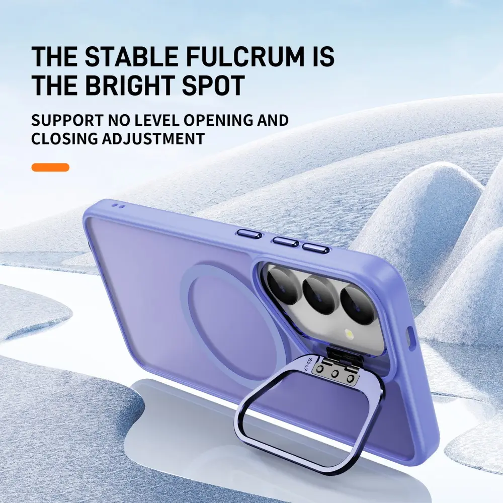 Samsung Galaxy S24 Hoesje MagSafe Back Cover met Camera Stand Licht Paars afbeelding 2