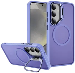 Samsung Galaxy S24 Hoesje MagSafe Back Cover met Camera Stand Licht Paars afbeelding