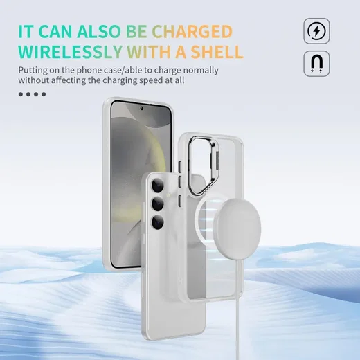 Samsung Galaxy S24 Plus Hoesje MagSafe Back Cover met Camera Stand Transparant afbeelding 8