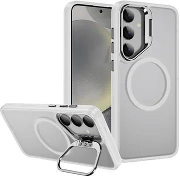 Samsung Galaxy S24 Plus Hoesje MagSafe Back Cover met Camera Stand Transparant