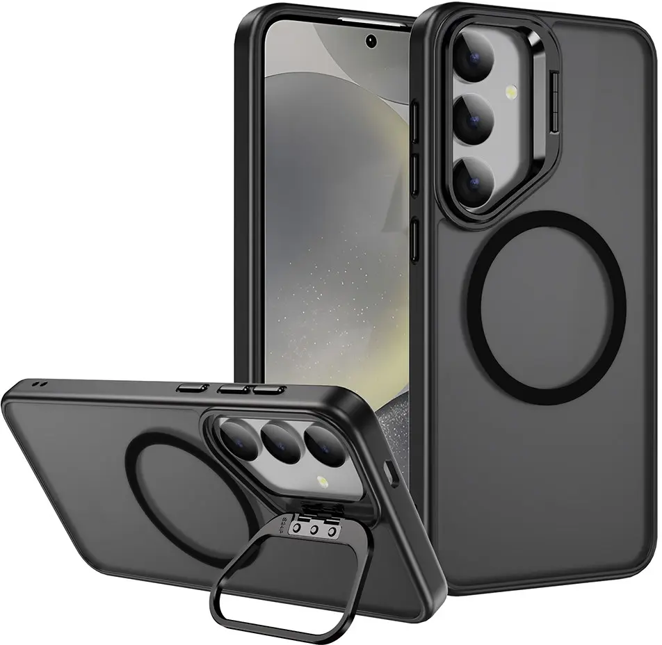 Samsung Galaxy S24 Plus Hoesje MagSafe Back Cover met Camera Stand Zwart afbeelding 1