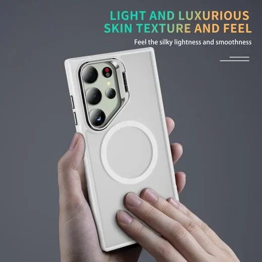 Samsung Galaxy S24 Ultra Hoesje MagSafe Back Cover met Camera Stand Transparant afbeelding 10