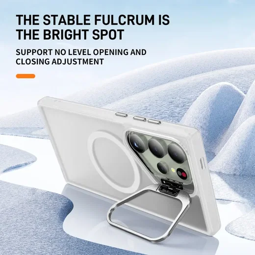 Samsung Galaxy S24 Ultra Hoesje MagSafe Back Cover met Camera Stand Transparant afbeelding 2