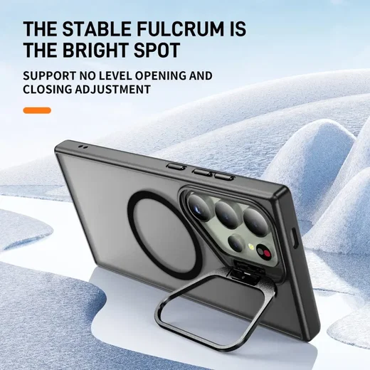 Samsung Galaxy S24 Ultra Hoesje MagSafe Back Cover met Camera Stand Zwart afbeelding 2