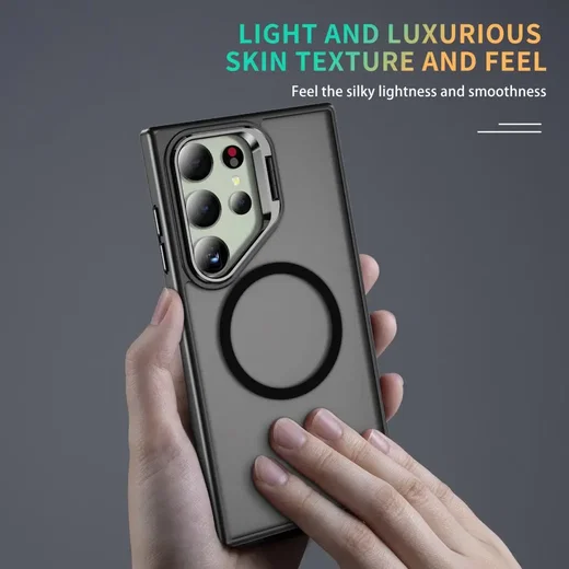 Samsung Galaxy S24 Ultra Hoesje MagSafe Back Cover met Camera Stand Zwart afbeelding 10