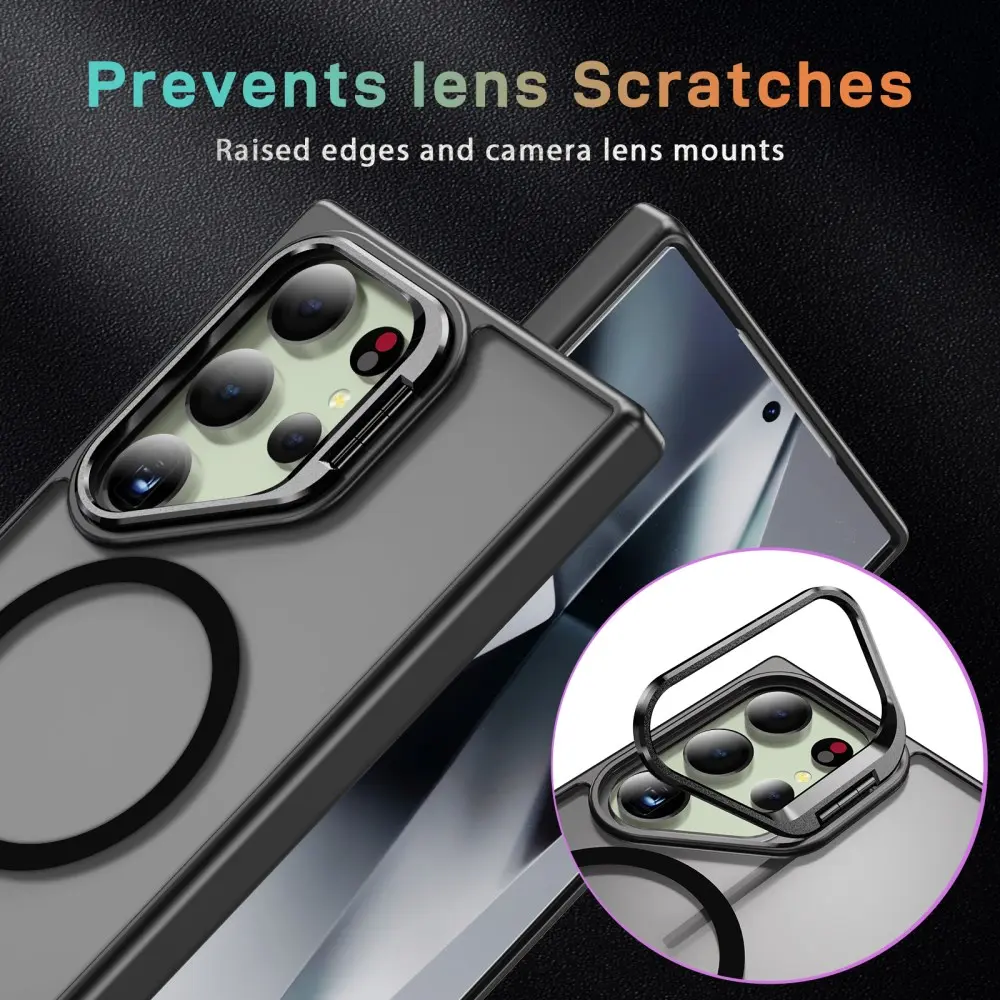 Samsung Galaxy S24 Ultra Hoesje MagSafe Back Cover met Camera Stand Zwart afbeelding 6
