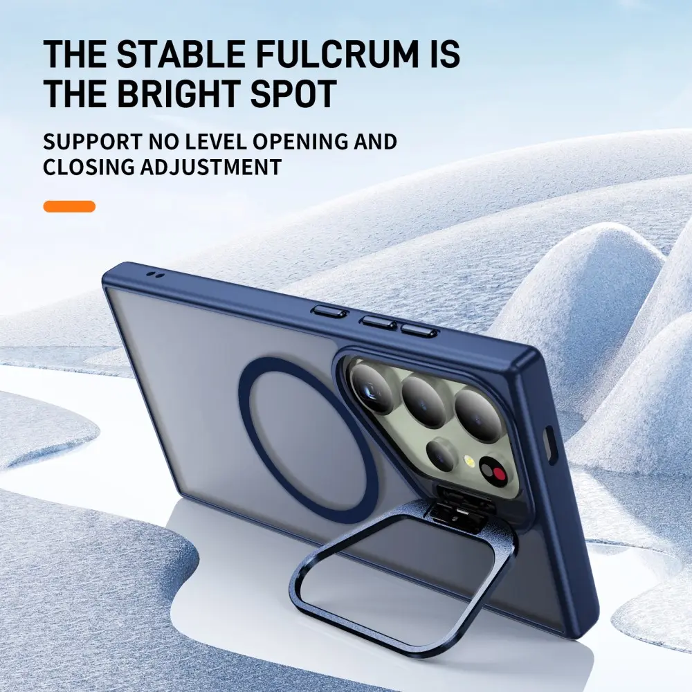 Samsung Galaxy S24 Ultra Hoesje MagSafe Back Cover met Camera Stand Blauw afbeelding 2