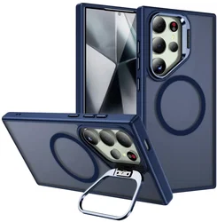 Samsung Galaxy S24 Ultra Hoesje MagSafe Back Cover met Camera Stand Blauw afbeelding