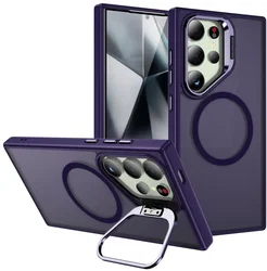 Samsung Galaxy S24 Ultra Hoesje MagSafe Back Cover met Camera Stand Paars afbeelding