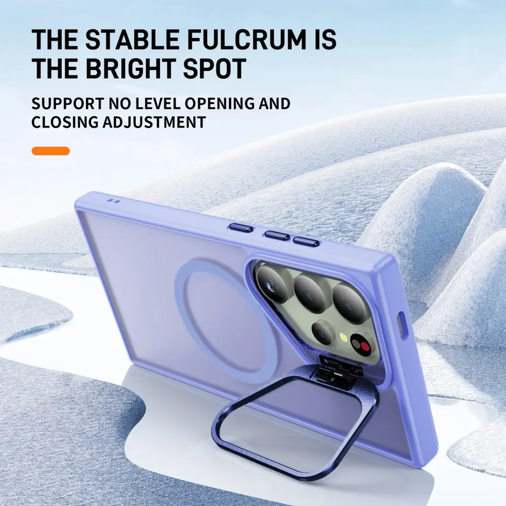 Samsung Galaxy S24 Ultra Hoesje MagSafe Back Cover met Camera Stand Licht Paars afbeelding 2