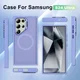 Samsung Galaxy S24 Ultra Hoesje MagSafe Back Cover met Camera Stand Licht Paars afbeelding 9