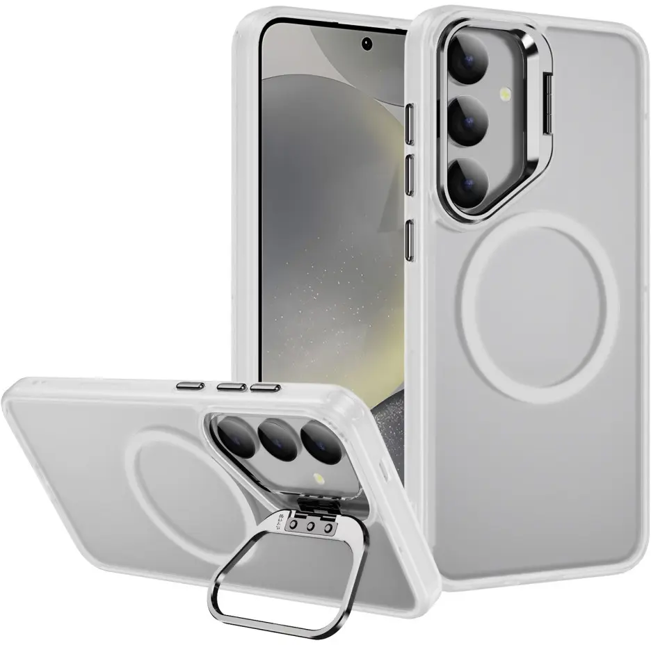 Samsung Galaxy S24 FE Hoesje MagSafe Back Cover met Camera Stand Transparant afbeelding 1