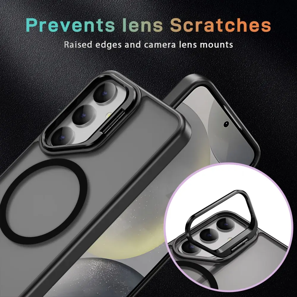 Samsung Galaxy S24 FE Hoesje MagSafe Back Cover met Camera Stand Zwart afbeelding 6