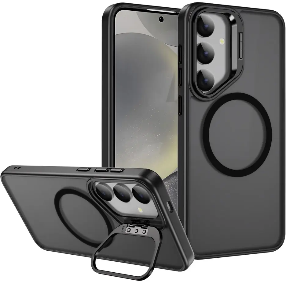 Samsung Galaxy S24 FE Hoesje MagSafe Back Cover met Camera Stand Zwart afbeelding 1