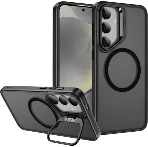 Samsung Galaxy S24 FE Hoesje MagSafe Back Cover met Camera Stand Zwart afbeelding 1