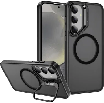 Samsung Galaxy S24 FE Hoesje MagSafe Back Cover met Camera Stand Zwart