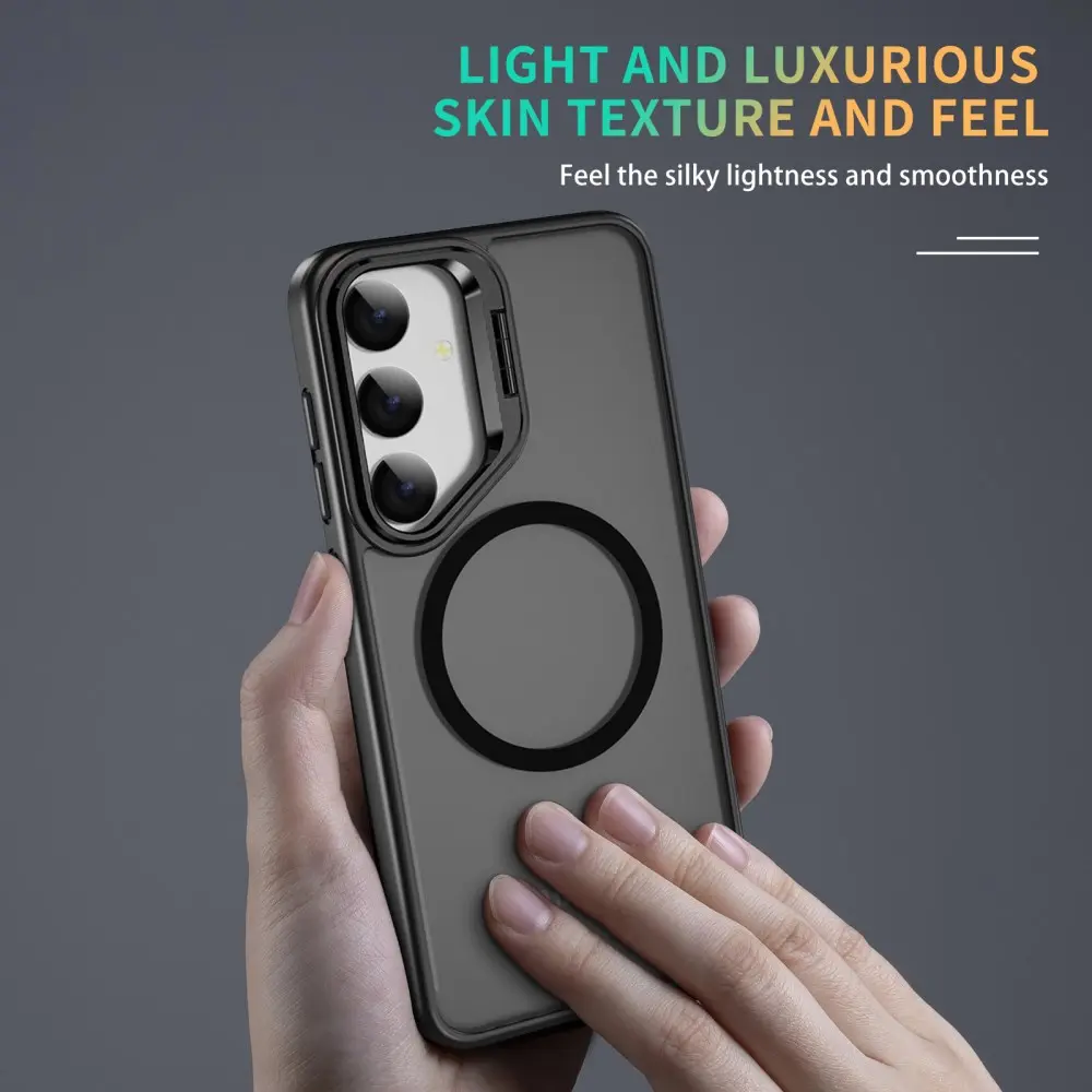 Samsung Galaxy S24 FE Hoesje MagSafe Back Cover met Camera Stand Zwart afbeelding 9