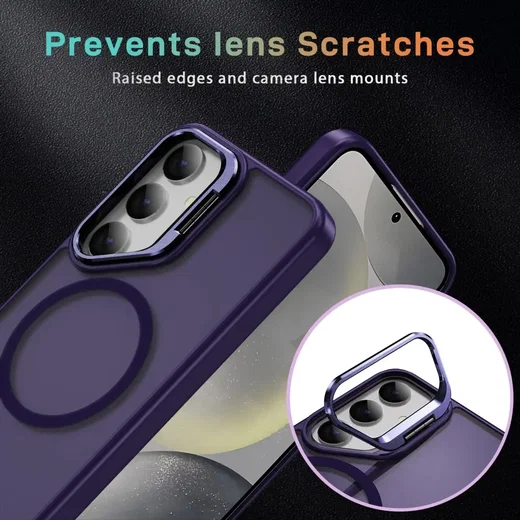 Samsung Galaxy S24 FE Hoesje MagSafe Back Cover met Camera Stand Paars afbeelding 6