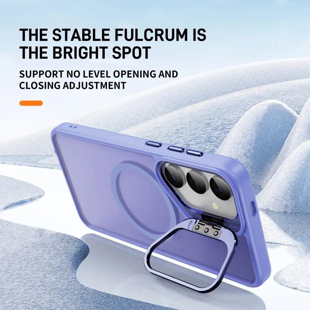 Samsung Galaxy S24 FE Hoesje MagSafe Back Cover met Camera Stand Licht Paars afbeelding 2