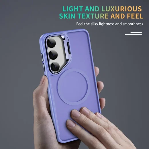 Samsung Galaxy S24 FE Hoesje MagSafe Back Cover met Camera Stand Licht Paars afbeelding 9