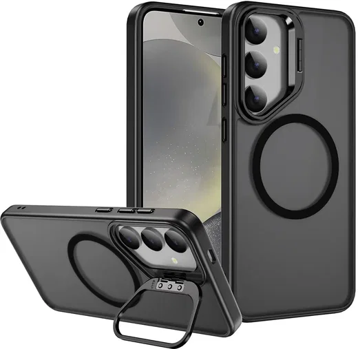Samsung Galaxy S25 Plus Hoesje MagSafe Back Cover met Camera Stand Zwart afbeelding 1