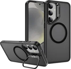 Samsung Galaxy S25 Plus Hoesje MagSafe Back Cover met Camera Stand Zwart afbeelding