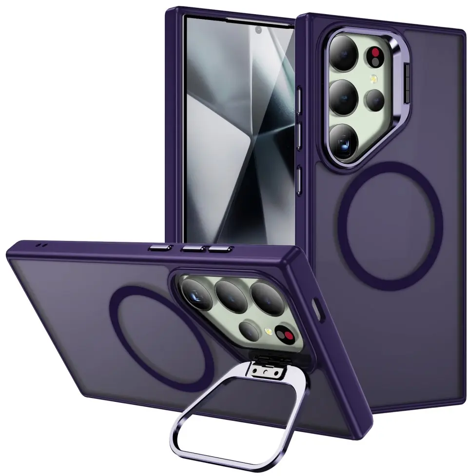 Samsung Galaxy S25 Ultra Hoesje MagSafe Back Cover met Camera Stand Paars afbeelding 1