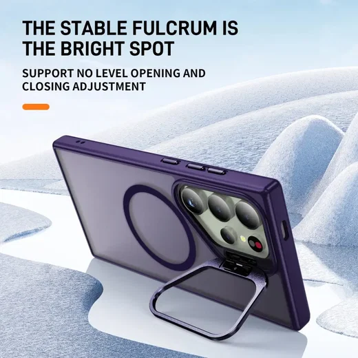 Samsung Galaxy S25 Ultra Hoesje MagSafe Back Cover met Camera Stand Paars afbeelding 2