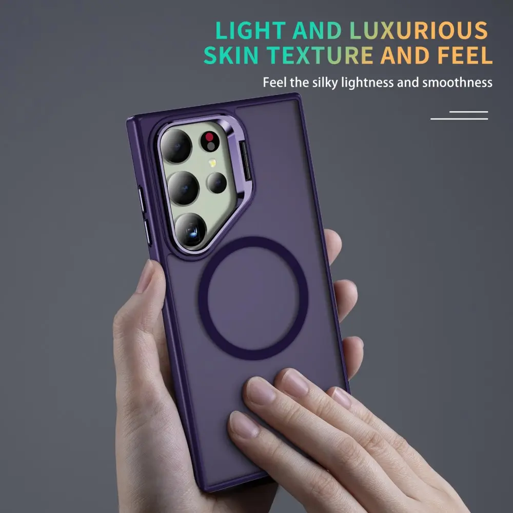 Samsung Galaxy S25 Ultra Hoesje MagSafe Back Cover met Camera Stand Paars afbeelding 9