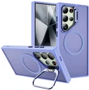 Samsung Galaxy S25 Ultra Hoesje MagSafe Back Cover met Camera Stand Licht Paars