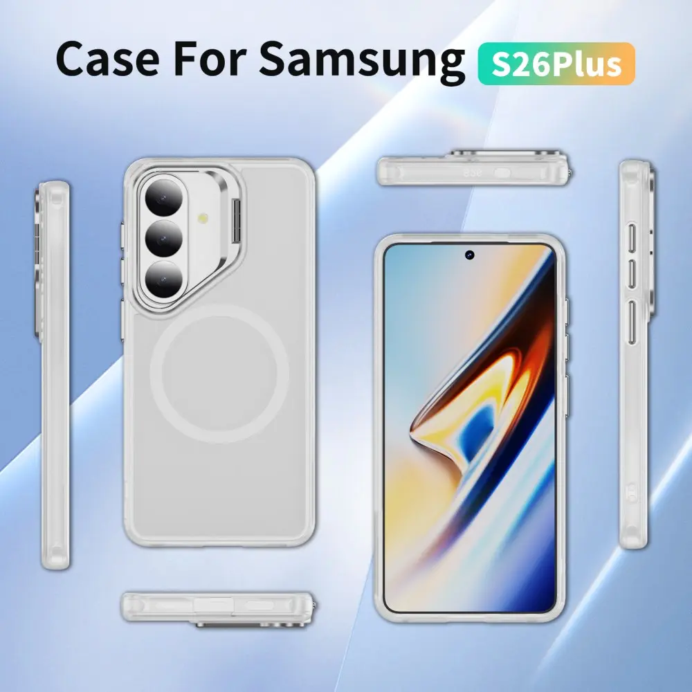 Samsung Galaxy S26 Plus Hoesje MagSafe Back Cover met Camera Stand Transparant afbeelding 10