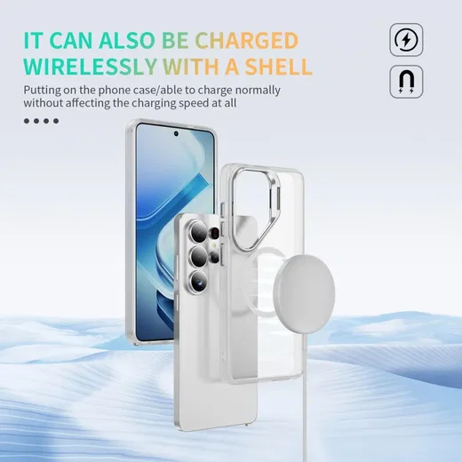 Samsung Galaxy S26 Ultra Hoesje MagSafe Back Cover met Camera Stand Transparant afbeelding 2