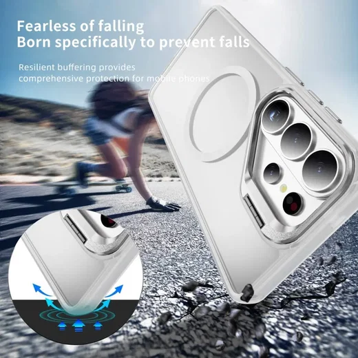 Samsung Galaxy S26 Ultra Hoesje MagSafe Back Cover met Camera Stand Transparant afbeelding 5